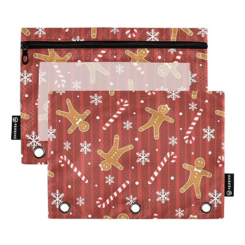 Wudan Christmas Cookies 3 Ring Binder Pencil Pouch 2 Pcs Folder Zipper Document Bags Pencil Case With Binder Office Document Organizer von Wudan