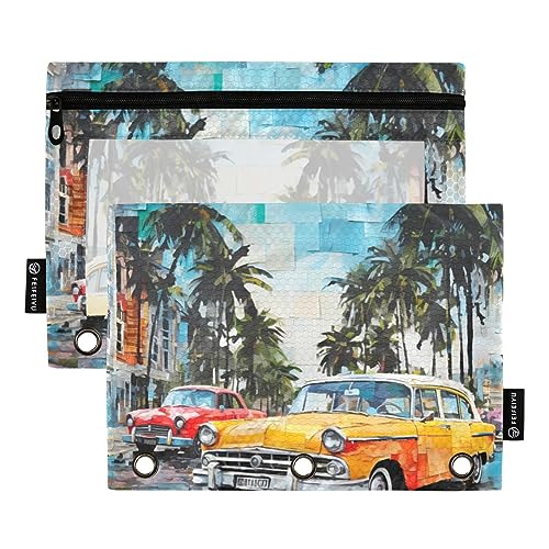 Wudan Coupe Mosaik Gelb 3 Ring Binder Federmäppchen 2 Pack Transparent Wasserdicht Kunststoff Federmäppchen mit Reißverschluss Kosmetiktasche Büro Dokument Organizer von Wudan