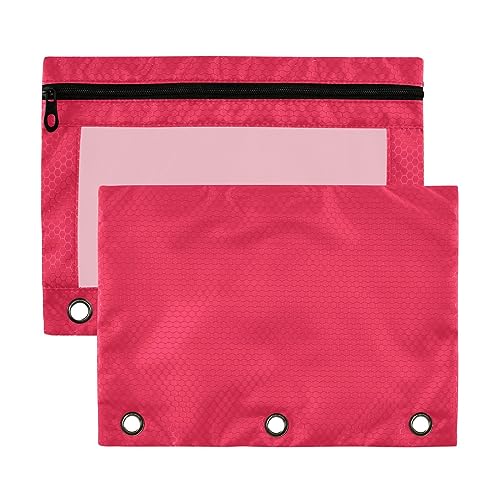 Wudan Crimson 3 Ring Binder Pencil Pouch 2 Pack Clear Waterproof Plastic Pencil Case with Zipper Cosmetic Bag Office Document Organizer von Wudan