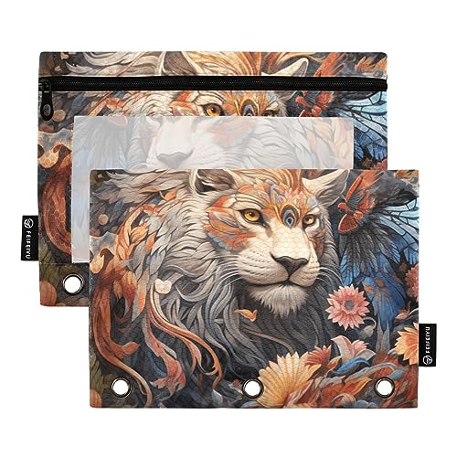 Wudan Fantasy Creature Animal Yellow 3 Ring Binder Pencil Pouch 2 Pack Clear Waterproof Plastic Pencil Case with Zipper Cosmetic Bag Office Document Organizer von Wudan