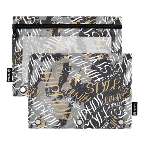 Wudan Graffiti Urban Abstract Pattern Modern Gray 3 Rings Binder Pencil Pouch 2 Pack Zipper Waterproof Pencil Bag Pencil Bag With Zipper Stationery Supplies Storage Container von Wudan