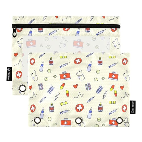 Wudan Healthy Lifestyle Medizin Pädiatrie 3 Ringe Binder Bleistiftbeutel 2 Pack Recycelte recycelte Federmäppchen Federmäppchen Bulk Schreibwaren Zubehör Aufbewahrungsbehälter von Wudan