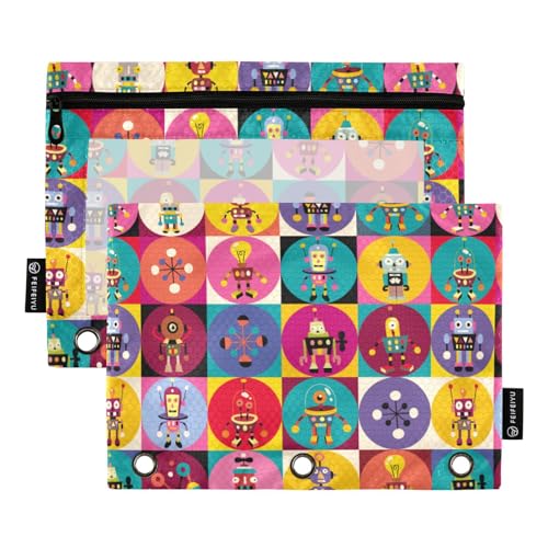 Wudan Junge Cartoon Gitter Bunte 3 Ring Binder Bleistift Beutel 2 Pcs Wasserdicht Reißverschluss Bleistift Tasche Bleistift Fall Bulk Home Reise Karten Lagerung Container Büro Versorgung von Wudan