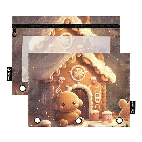 Wudan Lebkuchen-Gelb 3 Ring Binder Bleistift Beutel 2 Pcs Wasserdicht Wasserdicht Bleistift Fall Kunststoff Bleistift Tasche Schreibwaren Zubehör Bürobedarf von Wudan