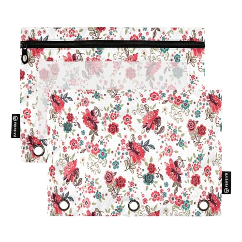 Wudan Moderne Abstrakte Rosen Fliesen 3 Ring Binder Bleistift Beutel 2 Pcs Recycelte Ordner Bleistift Fall Klar Bleistift Halter Schreibwaren Liefert Lagerung Container von Wudan