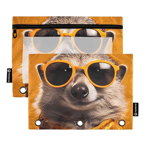 Wudan Otter Sonnenbrille Gelb 3 Ring Binder Bleistift Beutel 2 Stück Recycelte Recycelte Dokumententaschen Federmäppchen Mit Reißverschluss Aufbewahrungsbehälter Bürozubehör von Wudan