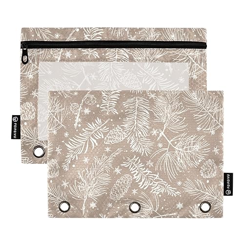 Wudan Tannenzweige 3 Ring Binder Bleistift Beutel Set von 2 Reißverschluss Reißverschluss Bleistift Taschen Bleistift Fall Mit Reißverschluss Schreibwaren Versorgung Zubehör von Wudan