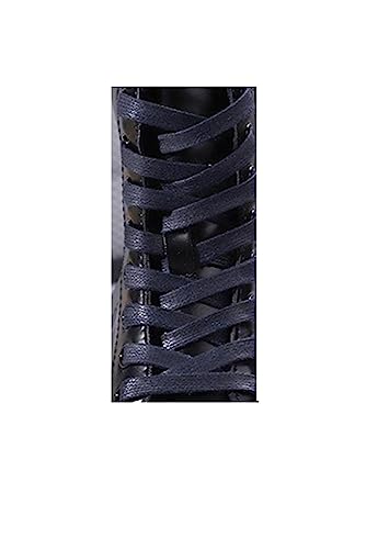 Wudida Gewachste Baumwollschnürsenkel, 8 mm breit, Ersatz-Schnürsenkel für Damen und Herren, Lederstiefel, Freizeitschuhe, Marineblau, 140 cm von Wudida