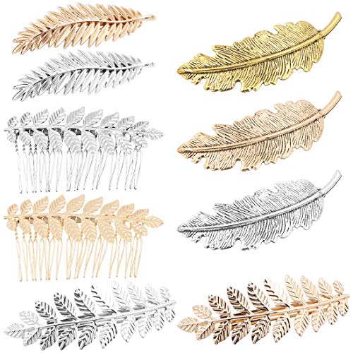 9 Stück Metall Haarspangen, Vintage Feder Blatt Geformte Haarspangen Blattdraht Zähne Haar Kamm Folien für Frauen Damen Mädchen 9 Stück Metall Haarspangen, Vintage Feder Blatt Geformte Haarspangen Blattdraht Zähne Haar Kamm Folien für Frauen Damen Mädchen von Wudong