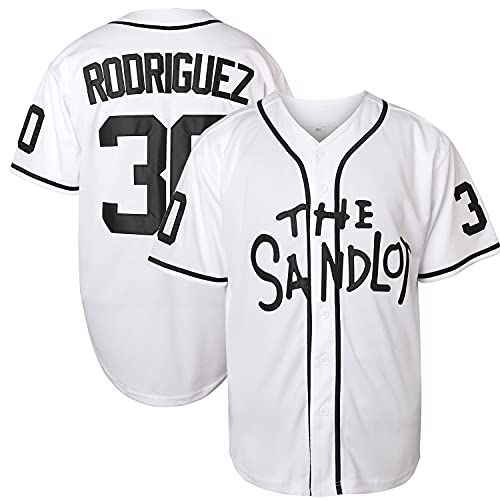 Benny 'The Jet' Rodriguez 30 The Sandlot Legends #23 Bel Air Baseball-Trikot, kurzärmlig - Weiß - Groß von Wudu