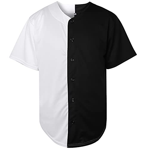 Blank Plain Hip Hop Hipster Baseball Jersey Button Down Shirts Sport Uniformen Herren Damen Trikot - Weiß - XX-Large von Wudu