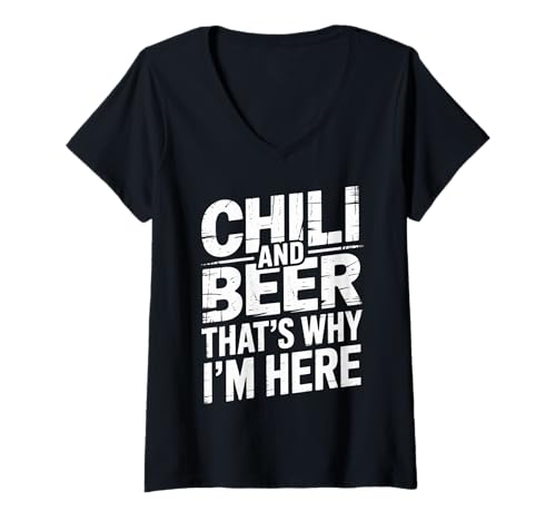 Damen Chili and Beer That's Why I'm Here Spicy Food Drink - T-Shirt mit V-Ausschnitt Damen Chili and Beer That's Why I'm Here Spicy Food Drink - T-Shirt mit V-Ausschnitt von Würzige Schaum- und Aroma -Crew