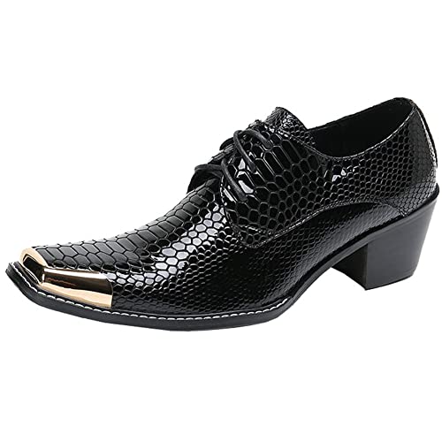 Wuf Herren Leder Schuhe Retro Krokodilmuster Goth Schuhe Schnürhalbschuhe (Adult, Men, Numeric_43, Numeric, eu_Footwear_Size_System, medium) von Wuf