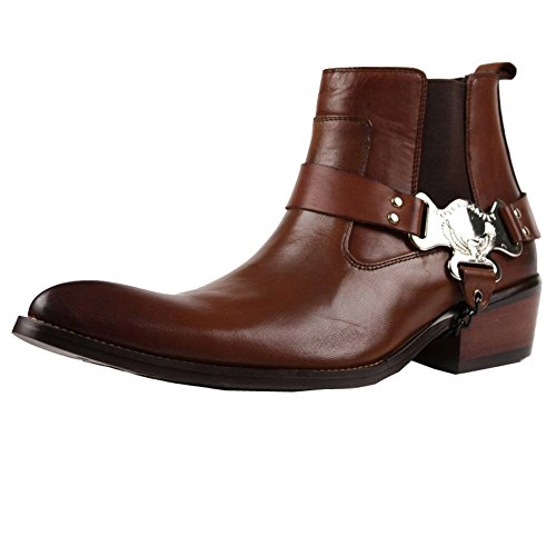 Wuf Herren Stiefel Cowboy Boots Lederstiefel Schuhe (42, Braun) von Wuf