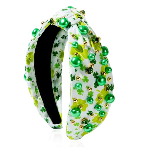 Wuhetyo St. Patrick's Day Stirnband – grünes Stirnband, verziert mit Perlen und Strass, geknotetes Stirnband, Kleeblatt-Stirnband, irisches Urlaubsgeschenk, St. Patrick's Day Stirnband für Damen Wuhetyo St. Patrick's Day Stirnband – grünes Stirnband, verziert mit Perlen und Strass, geknotetes Stirnband, Kleeblatt-Stirnband, irisches Urlaubsgeschenk, St. Patrick's Day Stirnband für Damen von Wuhetyo