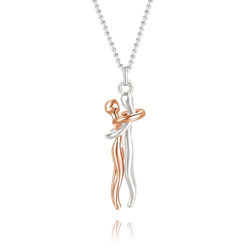 Personalisierte Umarmungskette für Männer und Frauen, individuelle Namenskette für Paare für Sie und Ihn, liebevolle Umarmungskette, Kuschel-Halskette für Paare, Anhänger (Sterling Silber-Roségold) von Wulachaka