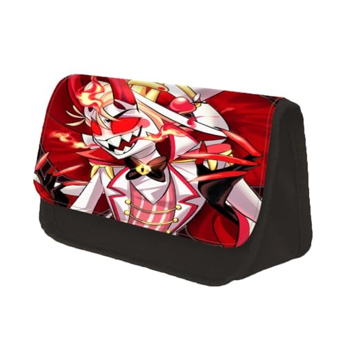 Wulachaka Hazbin Hotel Anime Bedrucktes Federmäppchen Federmäppchen Große Kapazität Schreibwarentasche mit Schicht mit Doppelreißverschluss für Jungen Mädchen Studenten, Typ 2, 13*7.5*22CM, Anime von Wulachaka