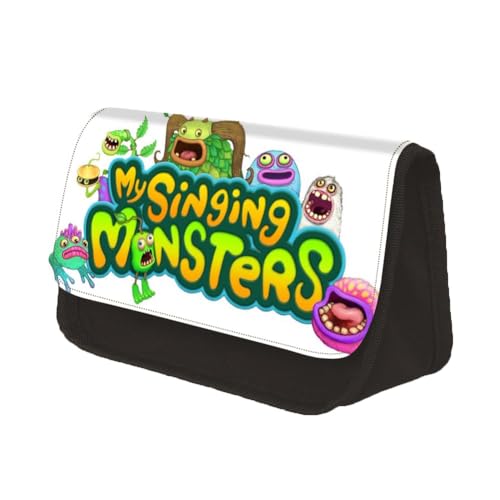 Wulachaka My Singing Monsters Modische Schreibwaren-Stift-Box (Mädchen/Jungen), Geschenk für Studenten, Teenager, Anime, großes Fassungsvermögen, 2 Reißverschlussschichten, Aufbewahrungstasche für von Wulachaka