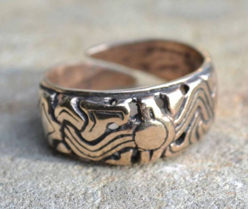 Bronze Viking Ring Borre Art Style Norway Artefact Inspired Original Artisan History Jewelry By Wulflund von WulflundJewelry