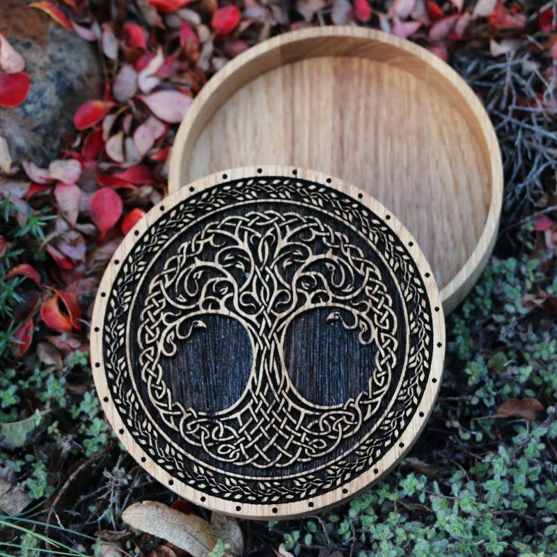 Celtic Holzbox Baum Des Lebens Für Schmuck, Armbänder Und Münzen - Schmuck Geschenkidee Yggdrasil Arbor Vitae von WulflundJewelry
