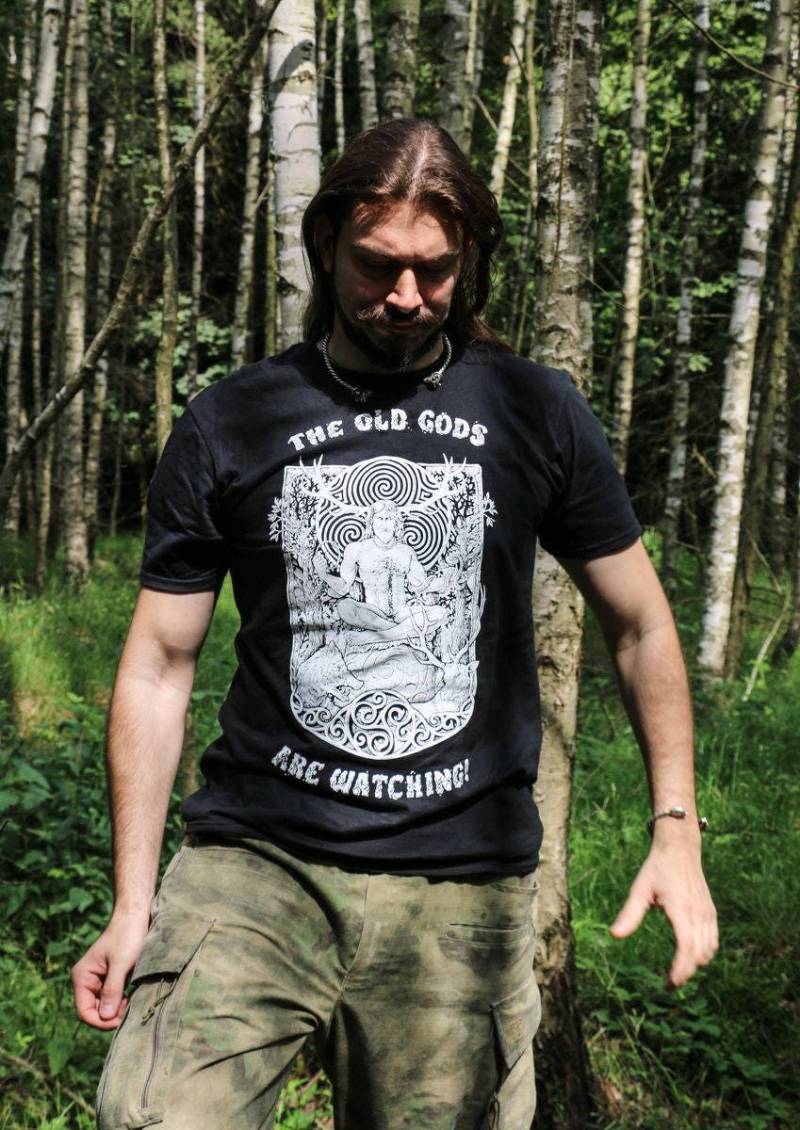 Cernunnos - The Old Gods Are Watching Pagan T-Shirt Celtic Tshirt Shirt Irish Herne Horned God Gaul Antler Deer Stag Iron Age Nature von WulflundJewelry