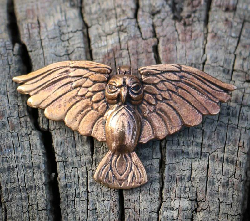 Eule Bronz Ber Anhänger Halskette Charme Tier Vogel Schmuck Eulen Wild Heide Magie Ag Vögel Wald von WulflundJewelry