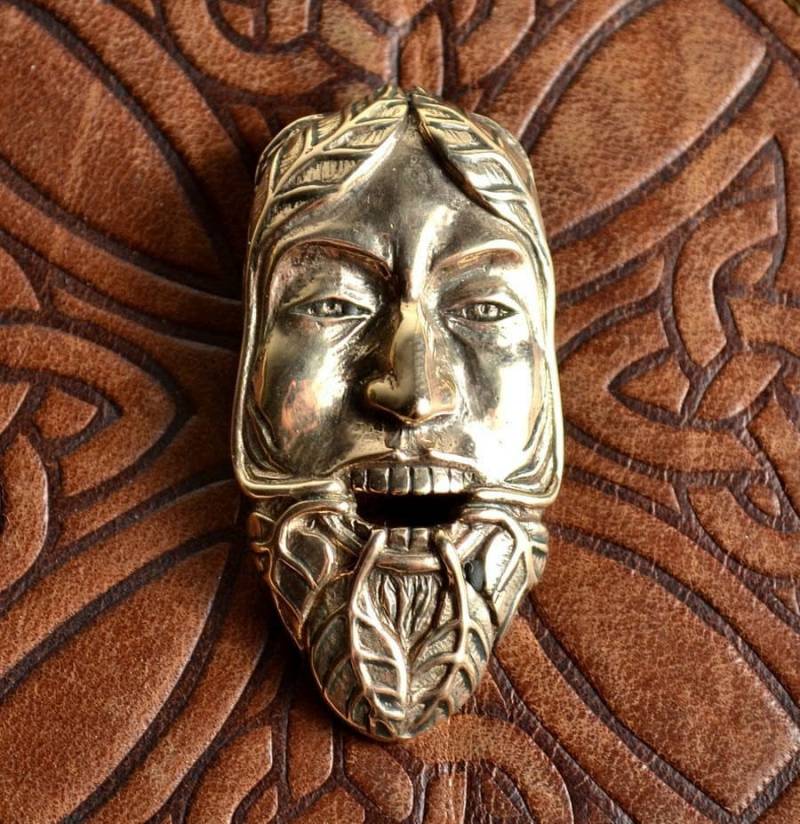 Greenman Bronze Pendant Green Man Cernunnos Jack in The Green Face Leaves Tree Forrest Man Celtic Pagan Jewelry Natural Jewellery von WulflundJewelry