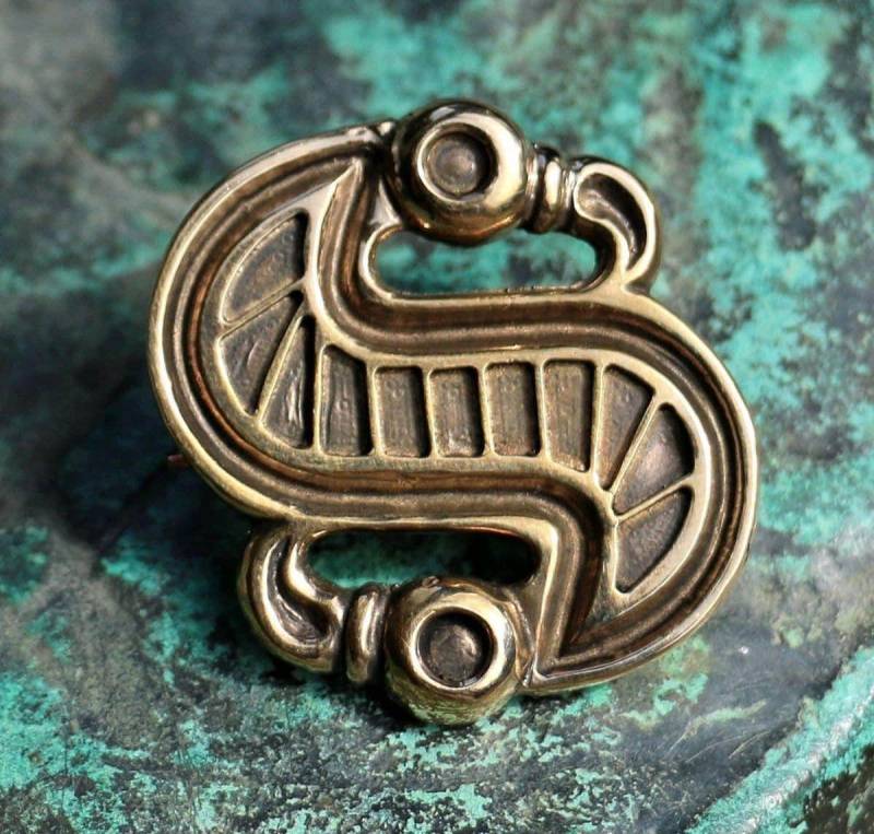 Langobardic S-Förmige Brosche, Bronze, Replik Lombard von WulflundJewelry