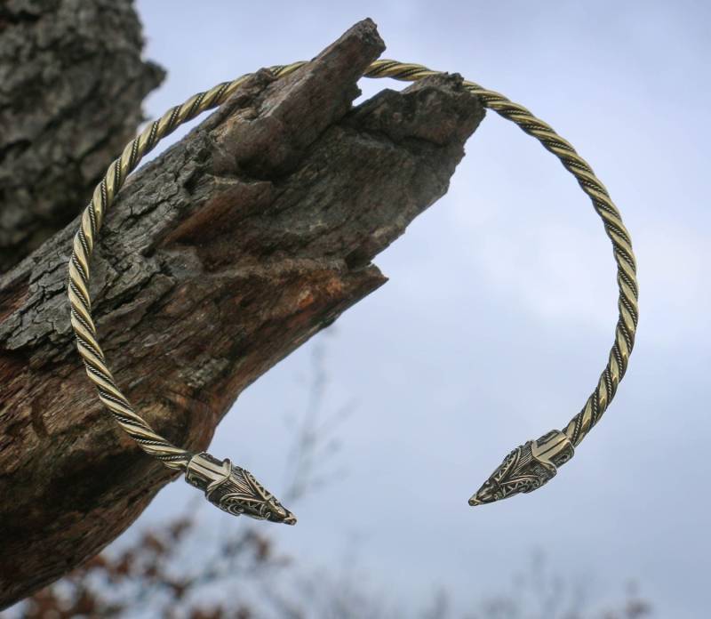 Midgardschlange, Wikingern, Torques, Messing Wikinger Schmuck von WulflundJewelry