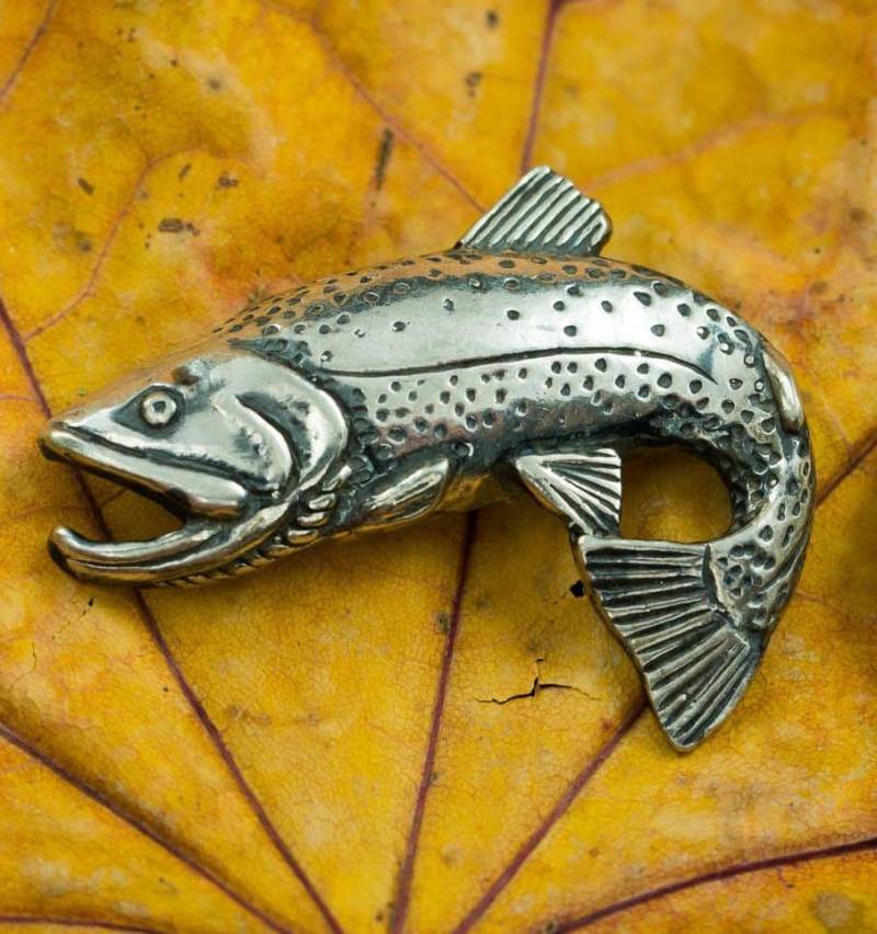 Trout Sterling Silver Pendant Necklace Ag Fish Fishing Jewelry Jewellery Fisherman River Fishes Animal Nature Amulet Charm Jumping Lake von WulflundJewelry