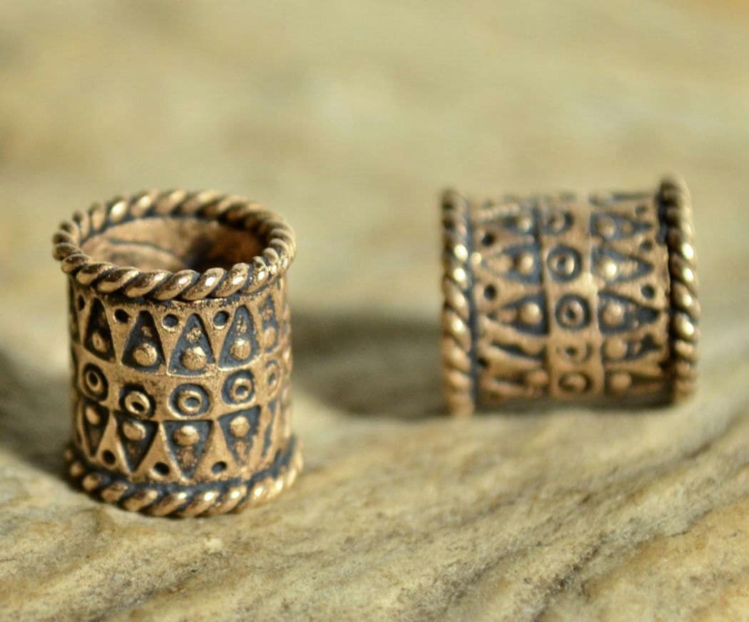 Viking Beard Ring Bronze Bead Accessory Re-Enactment Reenactment von WulflundJewelry