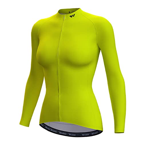 Wulibike Fahrrad Shirt Damen Lang Atmungsaktiv und Feuchtigkeitsabsorbierend Rennrad Trikot Damen Langarm von Wulibike