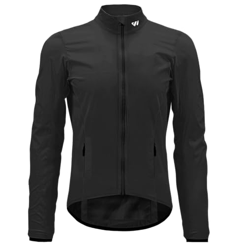 Wulibike Fahrradjacke Herren Windbreaker Wasserdichte leichte verpackbare Jacke mit Taschen und reflektierenden Streifen Schwarz M von Wulibike