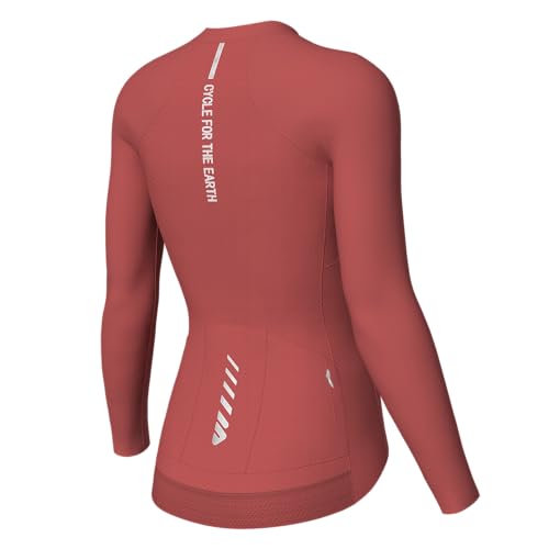 Wulibike Radtrikot Damen Langarm,Fahrradtrikot Atmungsaktiv Rennrad Trikot Hochelastisch Fahrrad Kleidung 4 Taschen Rot M von Wulibike