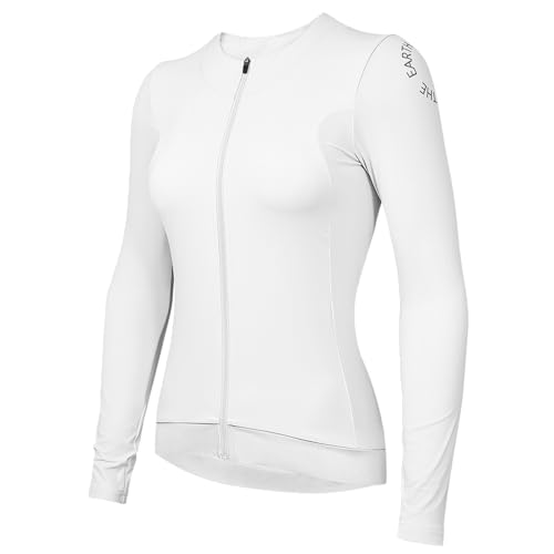 Wulibike Radtrikot Damen Langarm,Fahrradtrikot Atmungsaktiv Rennrad Trikot Hochelastisch Fahrrad Kleidung 4 Taschen Weiß XS von Wulibike