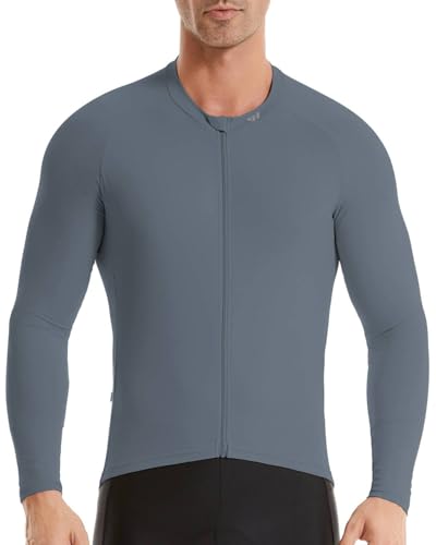 Wulibike Radtrikot Herren Langarm - Rennrad Trikot Herren Reißverschluss mit Taschen, Für Frühling und Herbst geeignet Grau L von Wulibike