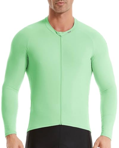 Wulibike Radtrikot Herren Langarm - Rennrad Trikot Herren Reißverschluss mit Taschen, Für Frühling und Herbst geeignet Minzgrün M von Wulibike