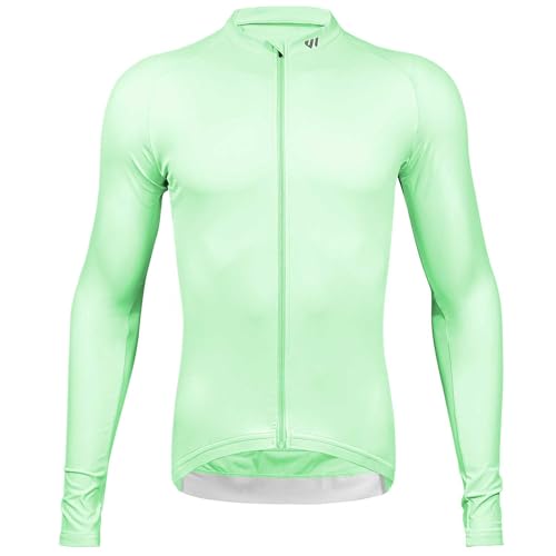 Wulibike Radtrikot Herren Langarm - Rennrad Trikot Herren Reißverschluss mit Taschen, Für Frühling und Herbst geeignet Minzgrün S von Wulibike
