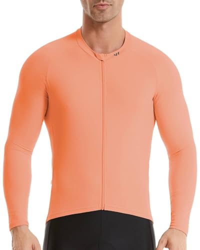 Wulibike Radtrikot Herren Langarm - Rennrad Trikot Herren Reißverschluss mit Taschen, Für Frühling und Herbst geeignet Orange M von Wulibike