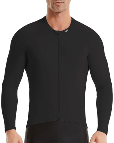 Wulibike Radtrikot Herren Langarm - Rennrad Trikot Herren Reißverschluss mit Taschen, Für Frühling und Herbst geeignet Schwarz S von Wulibike