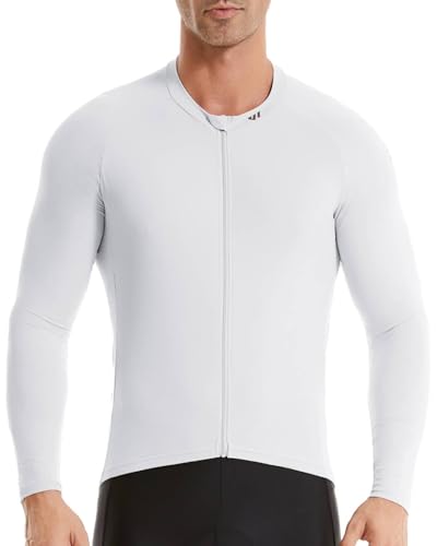 Wulibike Radtrikot Herren Langarm - Rennrad Trikot Herren Reißverschluss mit Taschen, Für Frühling und Herbst geeignet Weiß XL von Wulibike