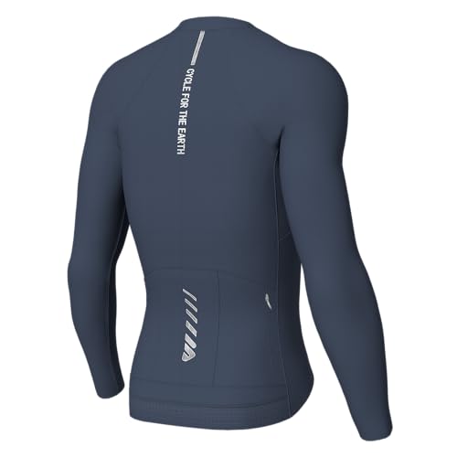 Wulibike Rennrad Trikot Herren Langarm，Langarm Fahrrad Shirt Fahrradbekleidung Mit 3+1 Rückentaschen UPF 50+ Durchgehendem Reißverschluss,Grau-blau XL von Wulibike