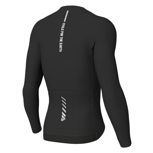 Wulibike Rennrad Trikot Herren Langarm，Langarm Fahrrad Shirt Fahrradbekleidung Mit 3+1 Rückentaschen UPF 50+ Durchgehendem Reißverschluss,Schwarz M von Wulibike