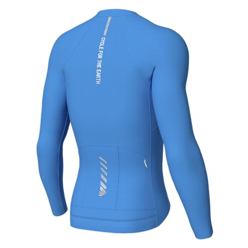 Wulibike Rennrad Trikot Herren Langarm，Langarm Fahrrad Shirt Fahrradbekleidung Mit 3+1 Rückentaschen UPF 50+ Durchgehendem Reißverschluss,blau L von Wulibike