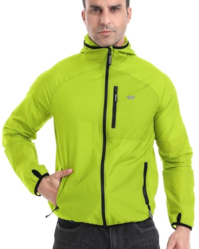 Wulibike Windbreaker Herren Fahrrad Windjacke Ultraleicht Packbare Softshell Fahrradjacke Sommer Laufjacke Unisex Grün A5=XL von Wulibike