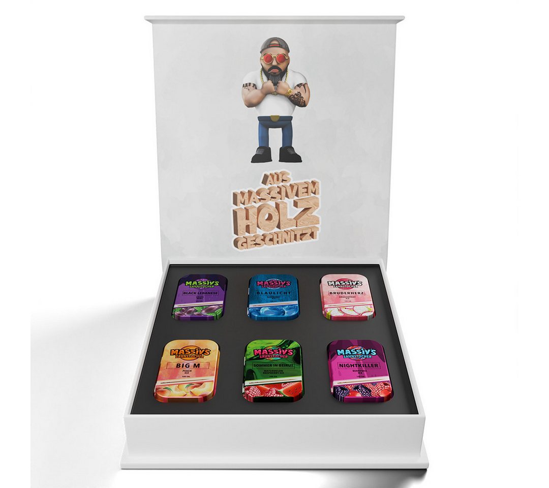 Wunder Zahnstocher Mundpflegecenter Massiv's Zahnstocher - Zahnstocher mit Geschmack – 6er Set Geschenkbox, Zahnstocher mit Geschmack, Zahnstocher mit Geschmack von Wunder Zahnstocher