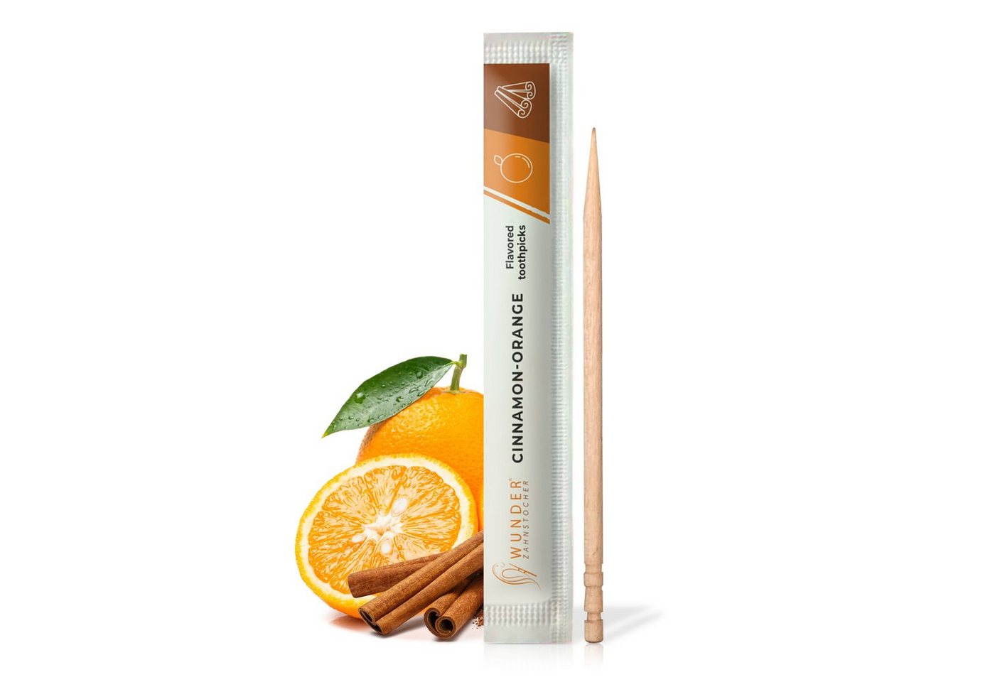 Wunder Zahnstocher Mundpflegecenter Wunder Zahnstocher - 100er Set Zimt/Orange Einzeln Verpackt von Wunder Zahnstocher