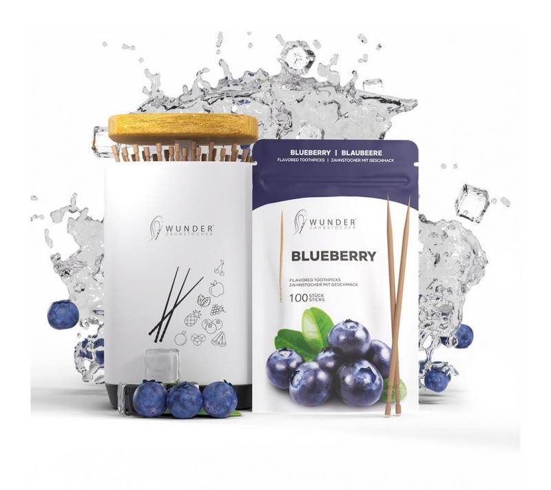 Wunder Zahnstocher Mundpflegecenter Wunder Zahnstocher - 1x Blaubeere RF + 1x Zahnstocherspender von Wunder Zahnstocher