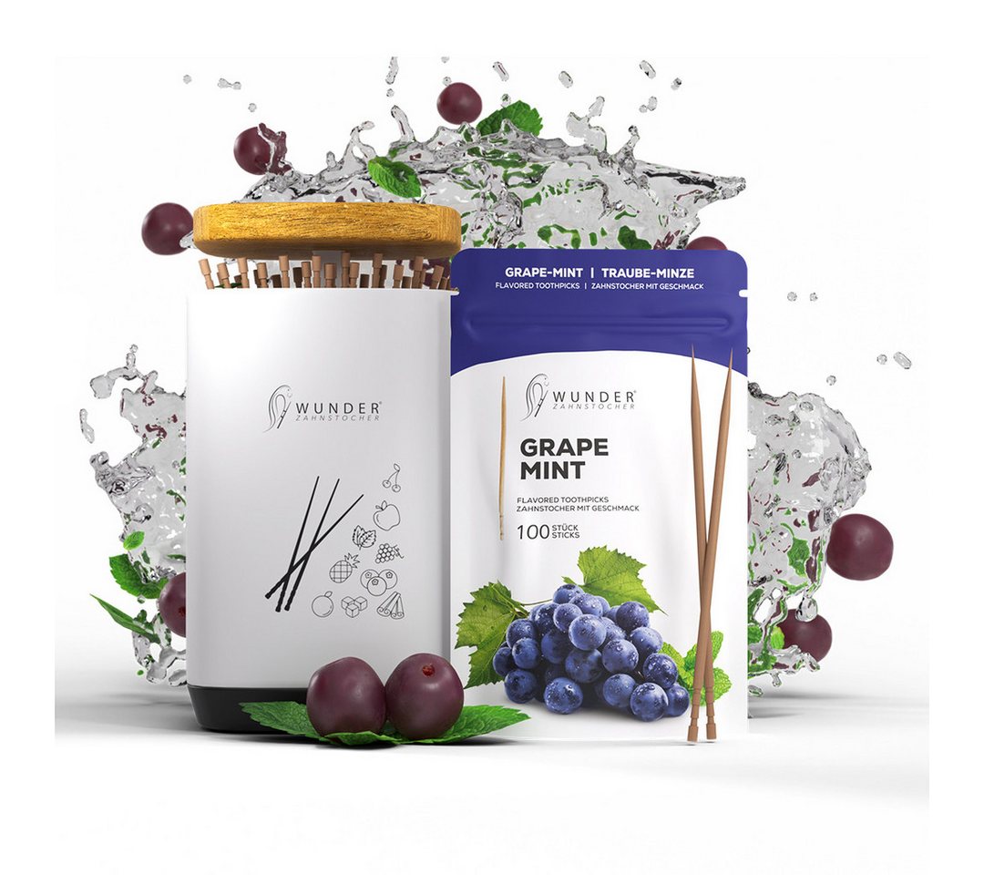 Wunder Zahnstocher Mundpflegecenter Wunder Zahnstocher - 1x Traube/Minze RF + 1x Zahnstocherspender von Wunder Zahnstocher