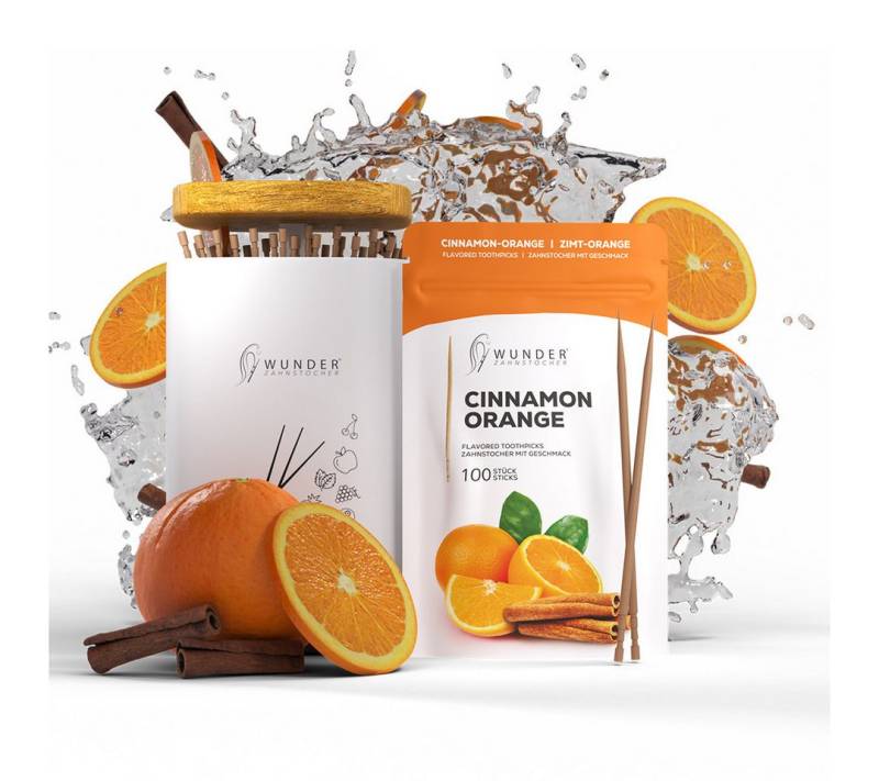 Wunder Zahnstocher Mundpflegecenter Wunder Zahnstocher - 1x Zimt/Orange RF + 1x Zahnstocherspender von Wunder Zahnstocher